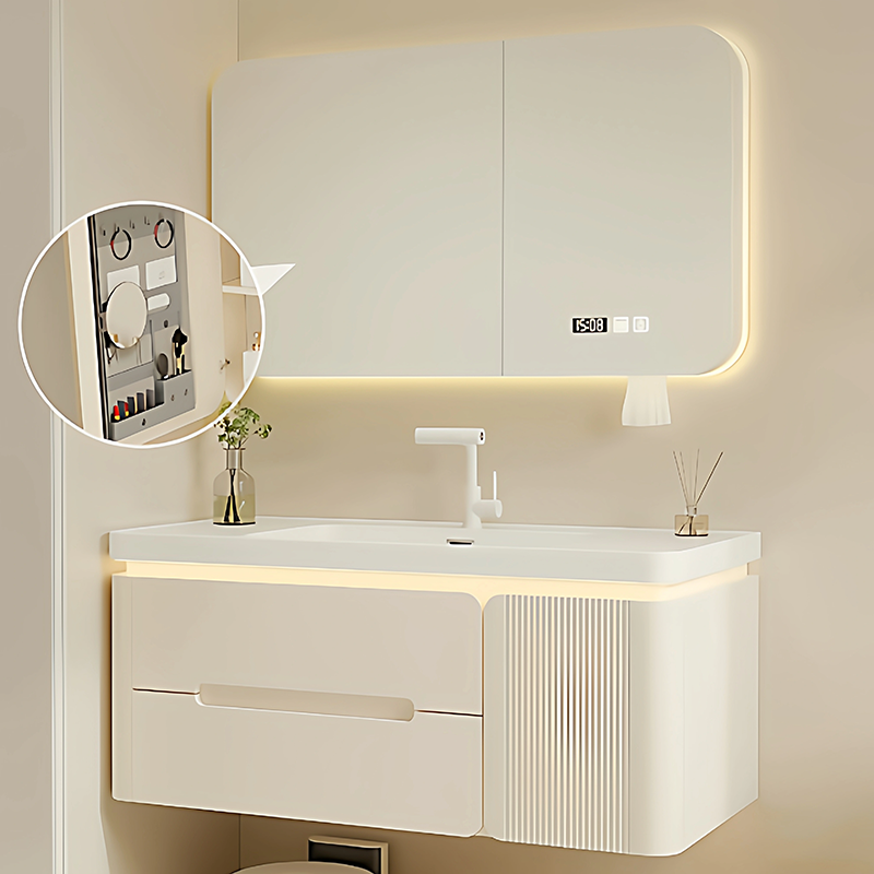 Home Bathroom Partition Wall - Modern Drawers Bathroom Cabinet Paper White