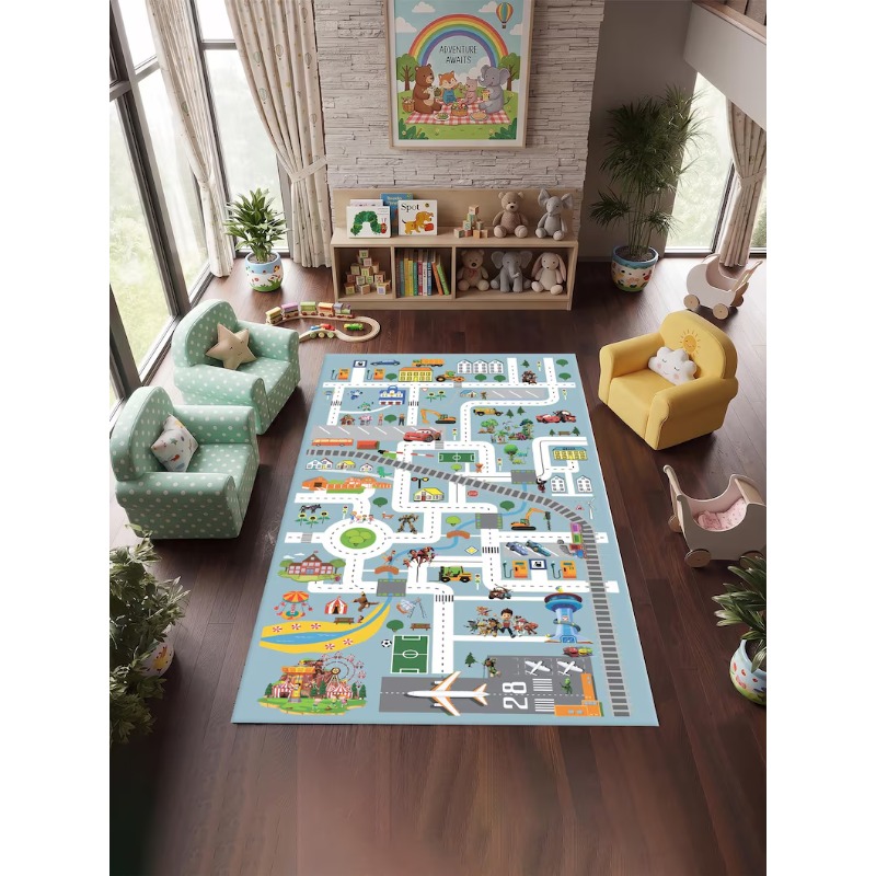 Cartoon City Street Traffic Ma - Home Bathroom Layout 评论和价格
