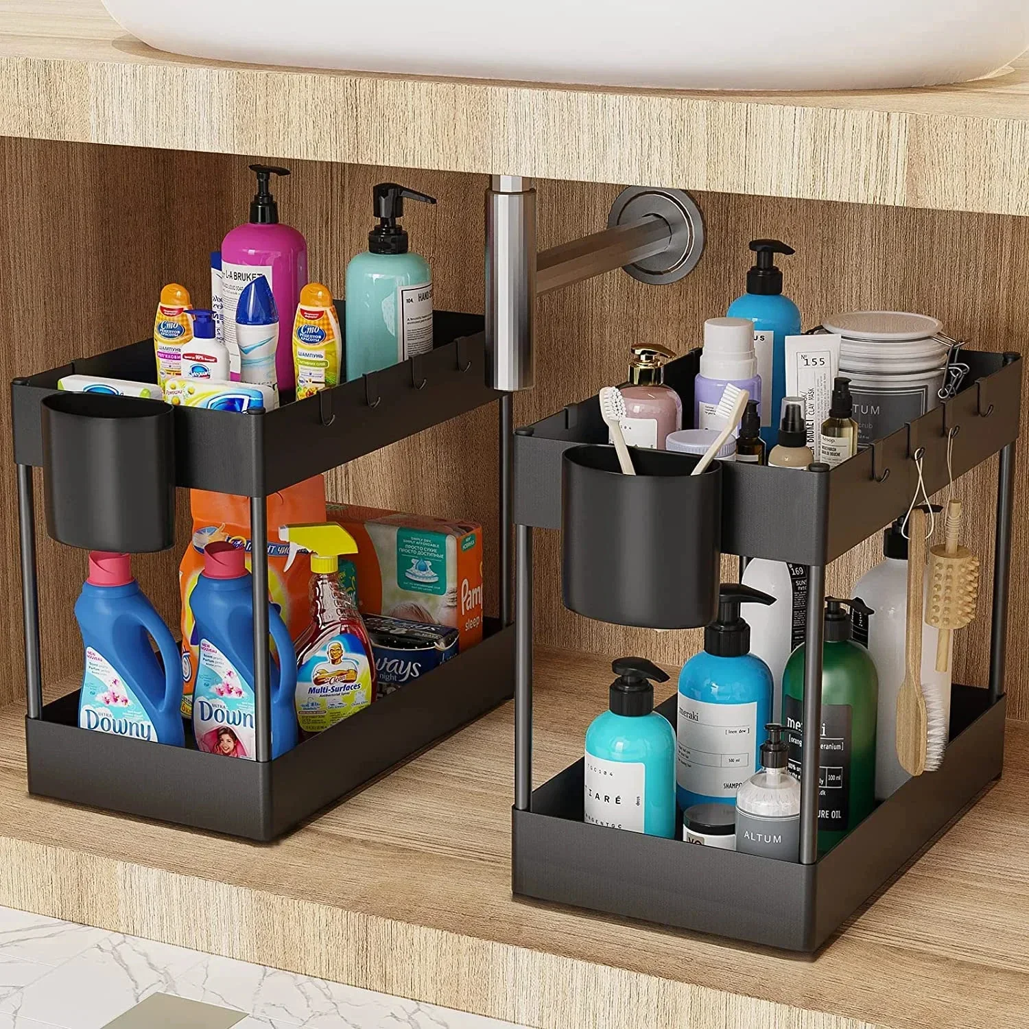 2 Tier Under Sink Sliding Stor - Home Depot Bathroom Sink 评论和价格